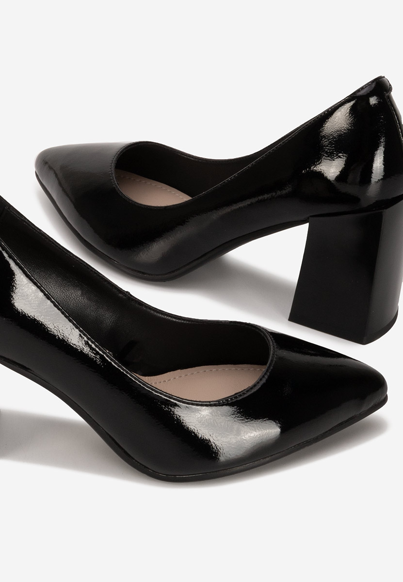 Décolleté tacco largo in pelle Elarina nero