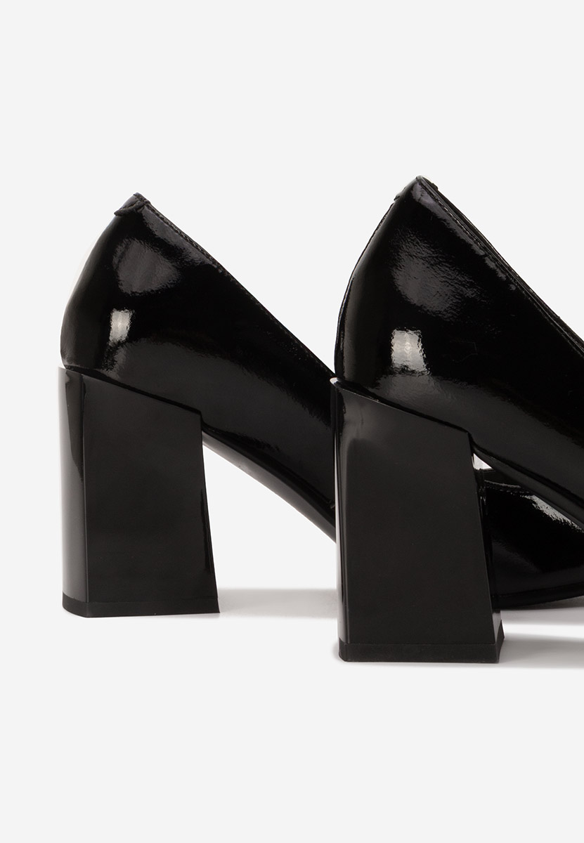 Décolleté tacco largo in pelle Elarina nero