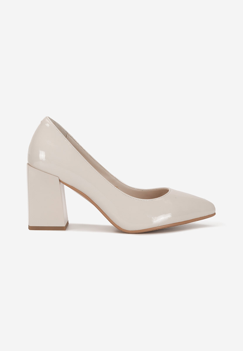 Décolleté tacco largo in pelle Elarina nude