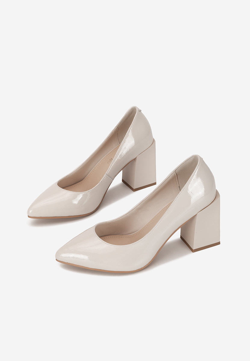 Décolleté tacco largo in pelle Elarina nude