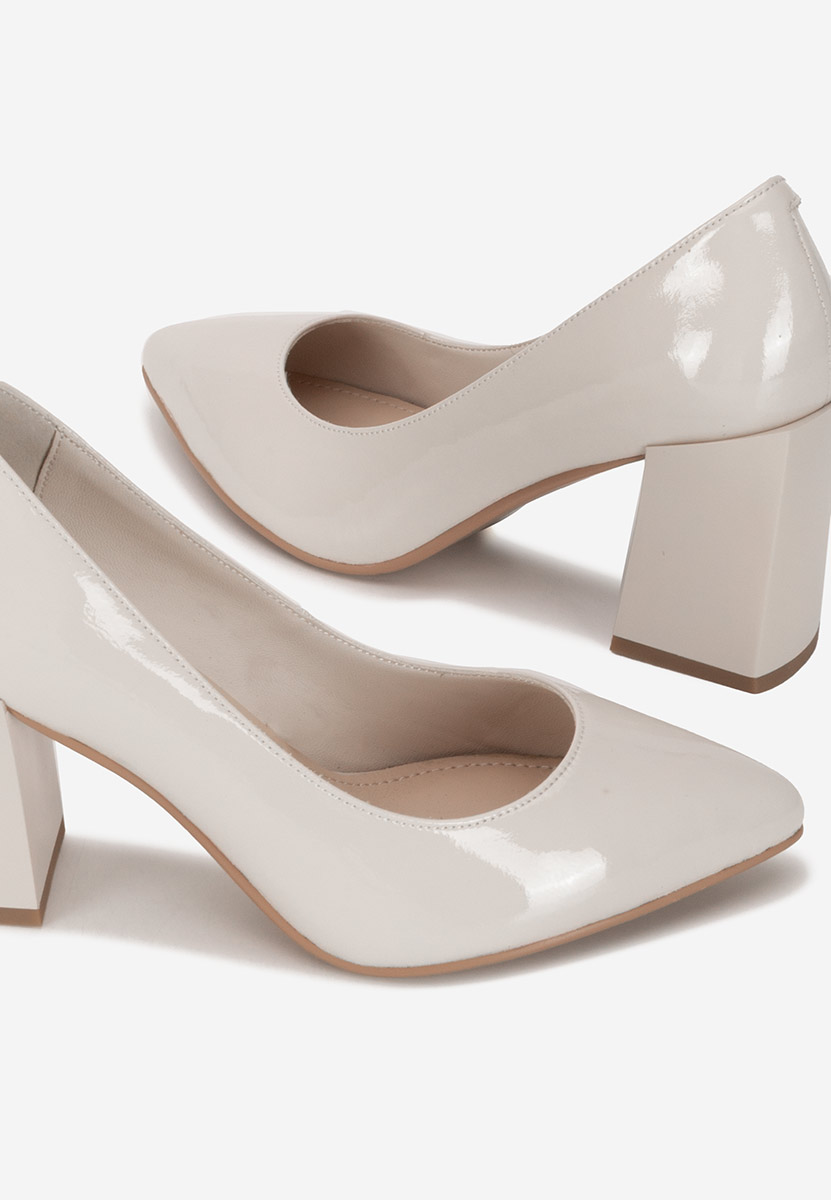 Décolleté tacco largo in pelle Elarina nude