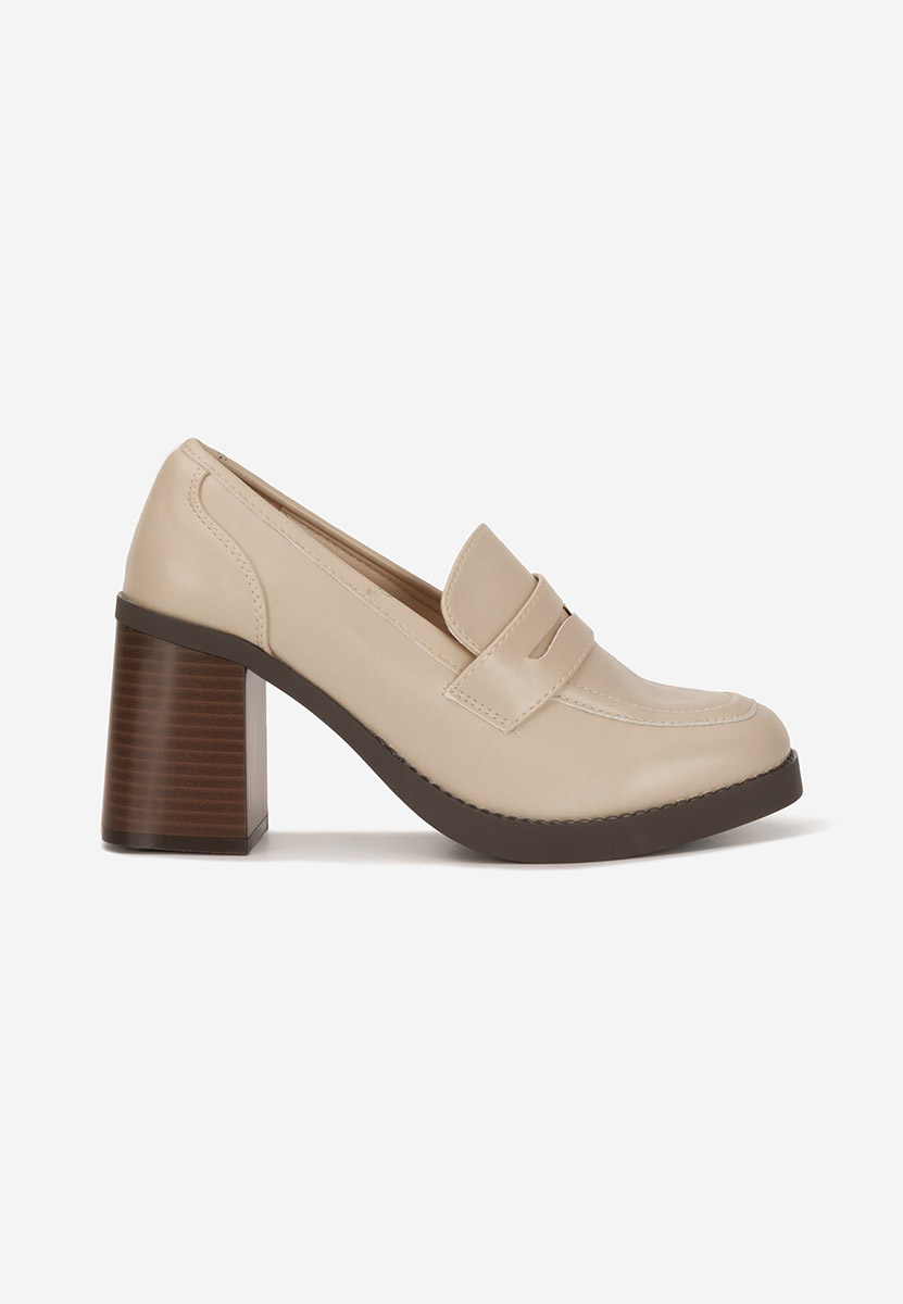 Mocassini con tacco Zenova beige