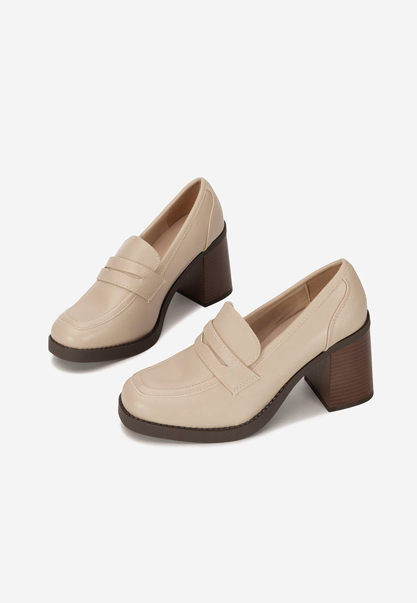 Mocassini con tacco Zenova beige