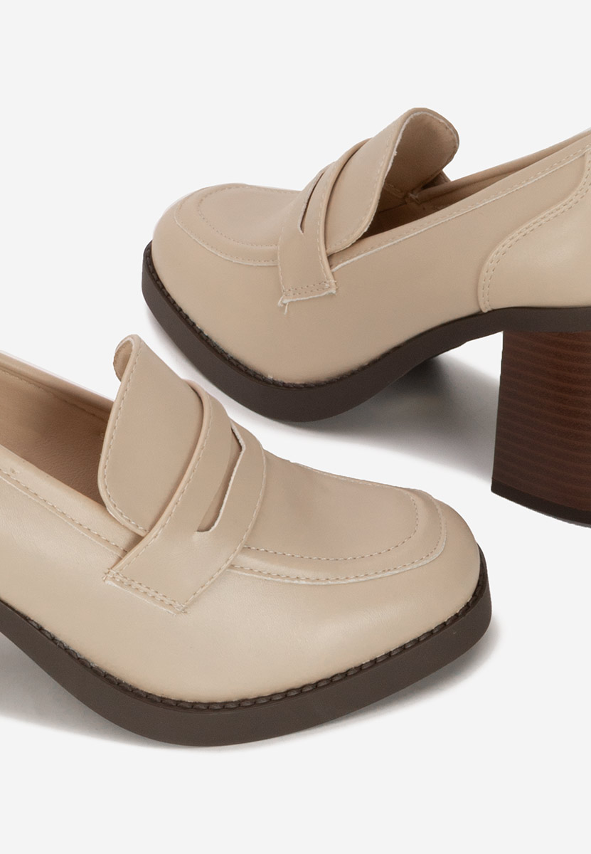 Mocassini con tacco Zenova beige