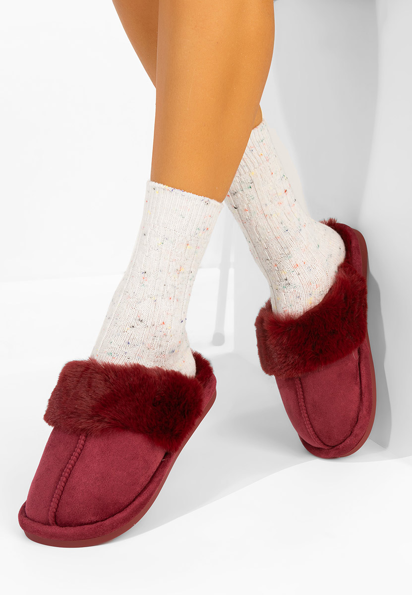 Pantofola donna invernale Krinia granata