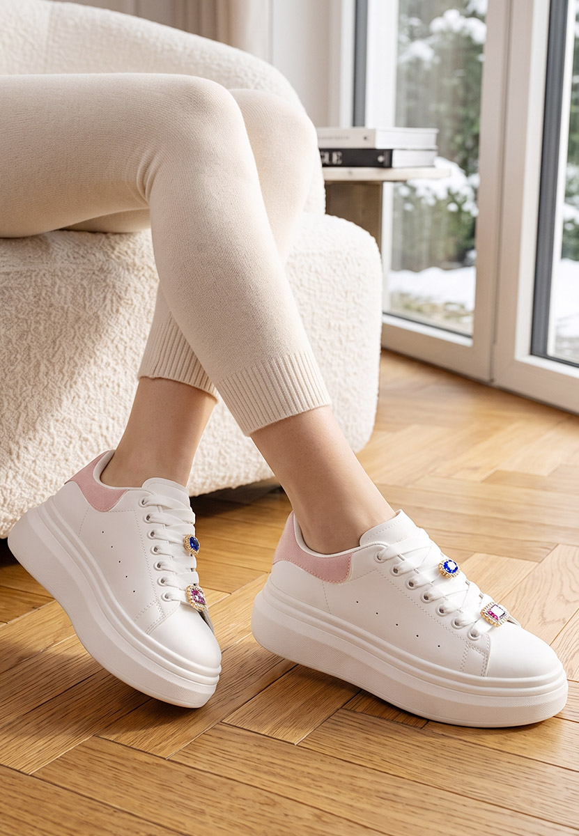 Sneakers con plateau Delaina V2 bianchi
