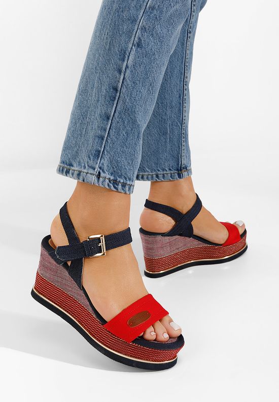 Sandali con zeppa Vivify Rosso, Misura: 39 - zapatos