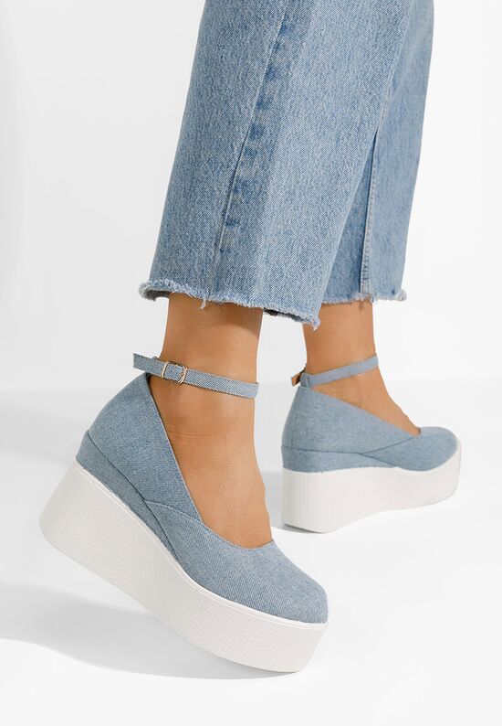 Scarpe con plateau Leanora blu, Misura: 41 - zapatos