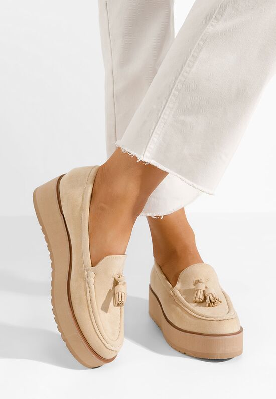 Mocassini donna platform Leondra beige, Misura: 39 - zapatos