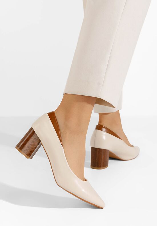 Décolleté tacco largo Kiori beige, Misura: 40 - zapatos